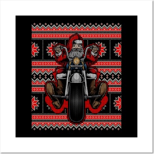 Ugly Christmas Sweater for Bikers Motorcycle Riders Posters and Art